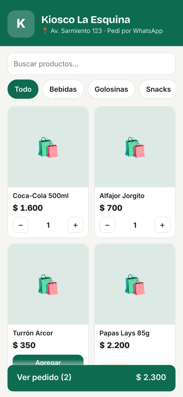 Catálogo online visto por un cliente