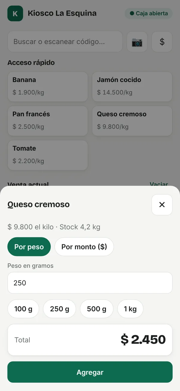 Venta de un producto por kilo